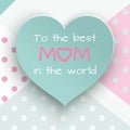 Green paper cuted heart on white, pink and green dotted background for mother`s day or womenÃ¢â¬â¢s day greeting card